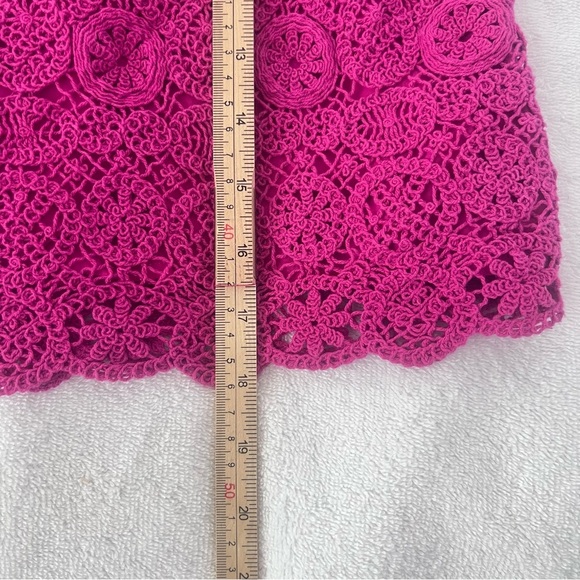 Anthropologie Maeve Solid Eyelet Crochet Top and Shorts Set Size 10 Fuchsia - Picture 8 of 16